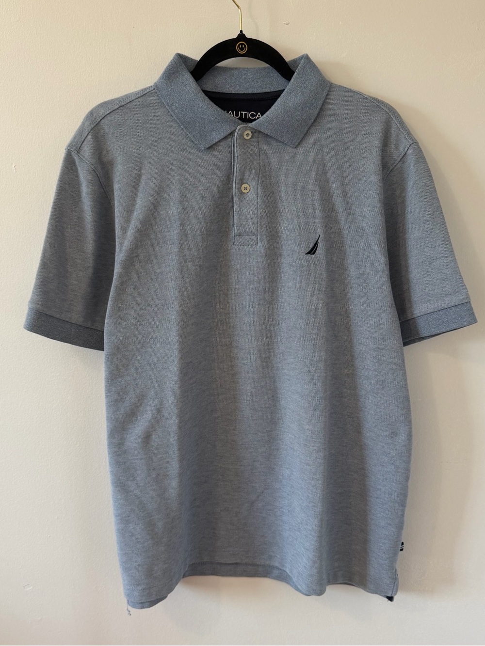 Nautica Performance Deck Shirt Men’s Heather Grey Solid Classic Fit Polo L